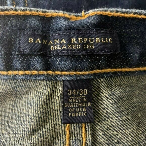 Vintage Banana Republic Denim Jeans 34 Dark Wash Relaxed Fit Straight Leg Button - Picture 5 of 6